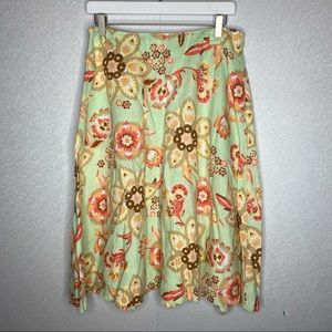 J. Jill Floral 100% Linen Midi Skirt Size Small